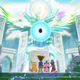 Agumon, Taichi, Piyomon, and Sora learning about the great war.